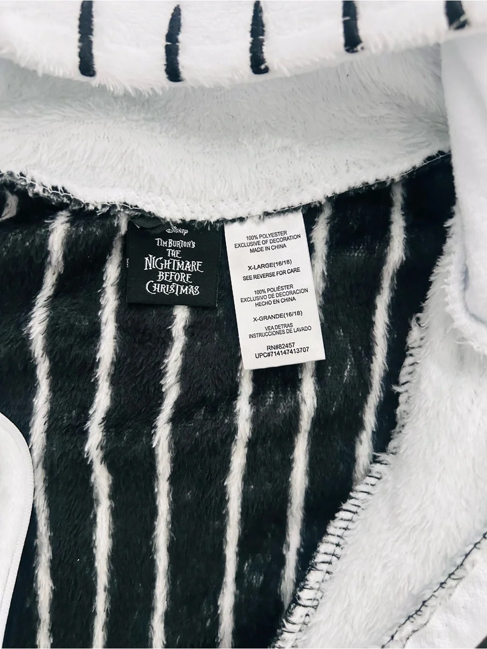 Disney Jack Skellington Black and White Striped Kids Footie Pajamas